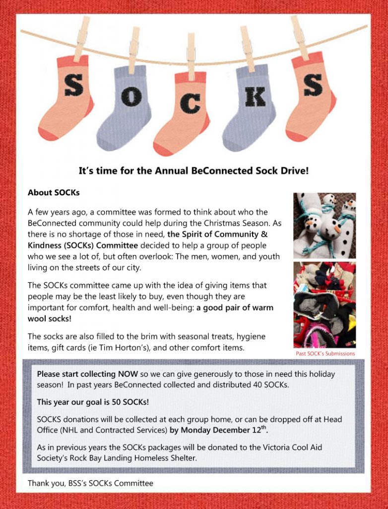 SOCKs Donations BeConnected Support Services